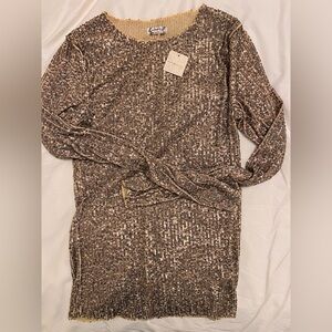 Free People gold sequin top